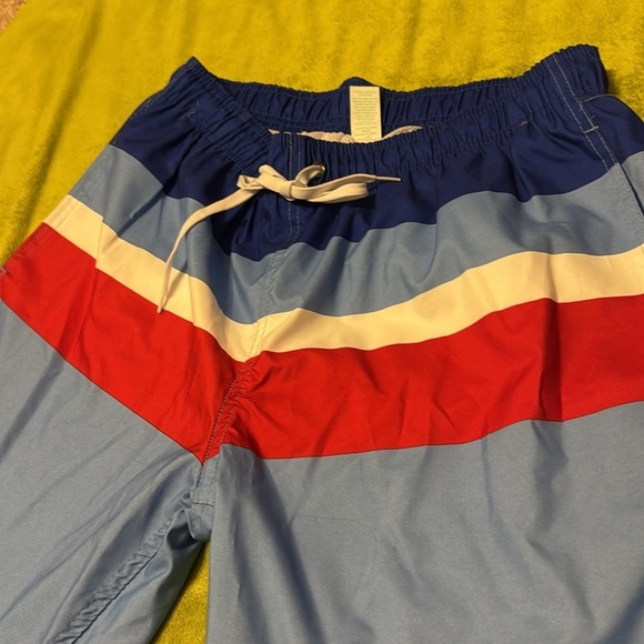 Outdoor Oasis Mens Lg 100% Polyester Striped Drawstring Waist Lined Swim Shorts - Picture 2 of 5